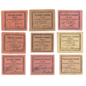 Konin, 10-50 kop. 1914 zestaw (9szt) - różne odmiany