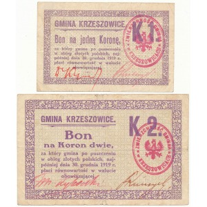 Krzeszowice, 1 i 2 kr. 1919 zestaw (2szt)