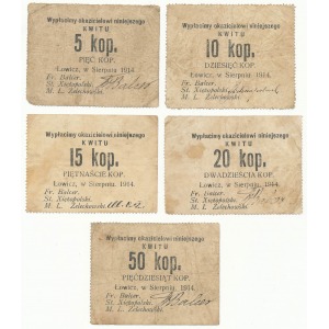 Łowicz, 5-50 kop. 1914 zestaw (5szt)
