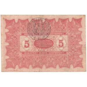 Częstochowa 5 rubli 1915 przewalutowane na 11 mk