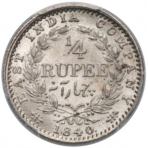 India (British), Queen Victoria, 1/4 rupee 1840