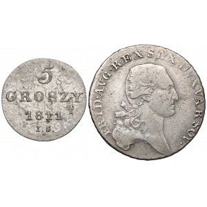 Księstwo Warszawskie 5 groszy 1811 IS i 1/3 talara 1814 IB (2szt)