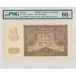 Falsyfikat ZWZ 100 złotych 1940 - PMG 66 EPQ