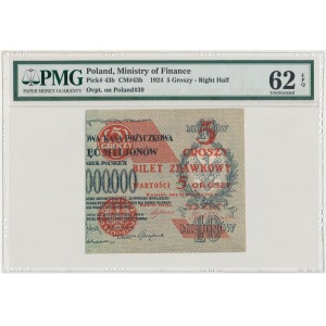 5 groszy 1924 - prawa połówka - PMG 62 EPQ