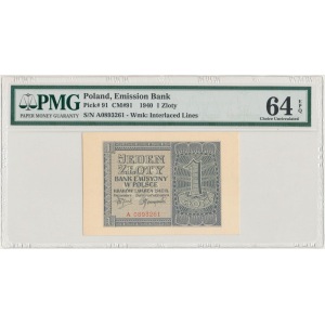 1 złoty 1940 - A - PMG 64 EPQ