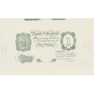 Wielka Brytania 1 funt (1928) poddruk jednej z warstw awersu