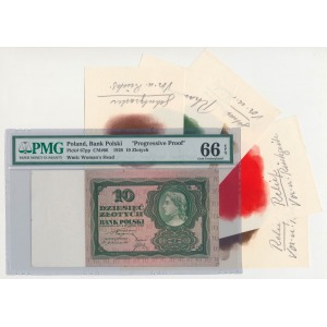 Zestaw 10 złotych 1928 + 5x Próba farby - PMG 66 EPQ
