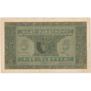 Bilet Państwowy 5 złotych 1926 - Ser. E.