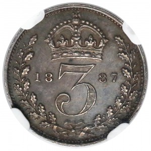Wielka Brytania, 3 pensy 1887 (nowy portret)