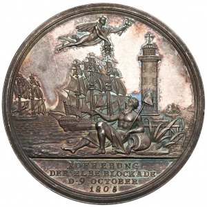 Niemcy, Hamburg, Medal Zniesienie blokady na Łabie 1805 (Loos)