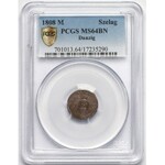 Wolne Miasto Gdańsk, Szeląg 1808 M - b.ładny - PCGS MS64 BN