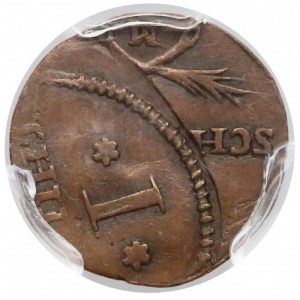 Destrukt (podwójne bicie) szeląg 1808 M - efektowne - PCGS XF40