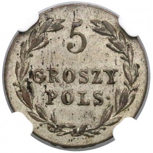 5 groszy polskich 1824 IB - rzadki rocznik - NGC AU55