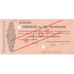 WZÓR Przekaz na 100 mln mkp 1923