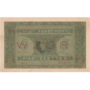 WZÓR Bilet Państwowy 5 złotych 1926 - Ser. A. 0245678