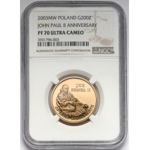 200 złotych 2003 Jan Paweł II, 25-lecie Pontyfikatu - NGC PF70 Ultra Cameo