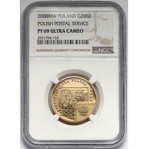 200 złotych 2008, 450 Lat Poczty Polskiej - NGC PF69 Ultra Cameo