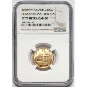 100 złotych 2010, 25. Rocznica Powstania Trybunału Konstytucyjnego - NGC PF70 Ultra Cameo