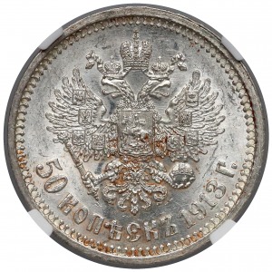 Rosja, Mikołaj II, 50 kopiejek 1913-BC - NGC MS63