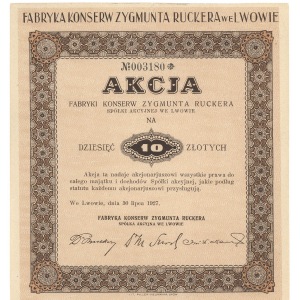 Fabryka Konserw Zygmunta Ruckera Lwów, 10 zł 1927