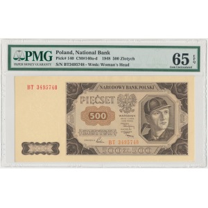 500 złotych 1948 - BT - papier prążkowany - PMG 65 EPQ