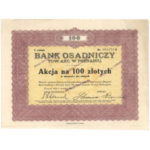Bank Osadniczy w Poznaniu, Em.1, 100 zł 1925