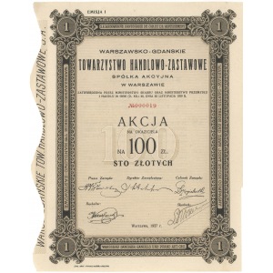 Warszawsko-Gdańskie Towarzystwo Handlowo-Zastawowe, Em.1, 100 zł 1927