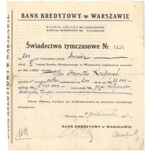 Bank Kredytowy w W-wa, Em.11, Świadectwo tymczasowe 200x 1.000 mkp 1923