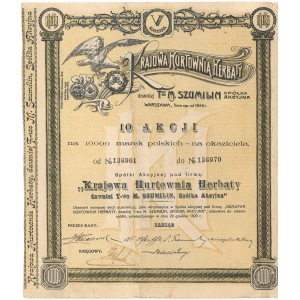 Krajowa Hurtownia Herbaty dawniej M. SZUMILIN, Em.5, 10x 100 mkp 1923