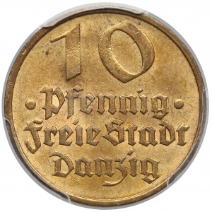 Wolne Miasto Gdańsk, 10 fenigów 1932 Dorsz - PCGS MS64