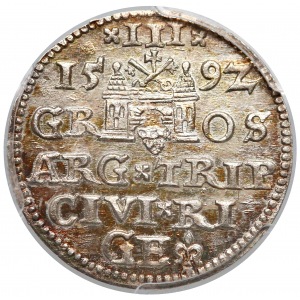 Zygmunt III Waza, Trojak Ryga 1592 - wyśmienity