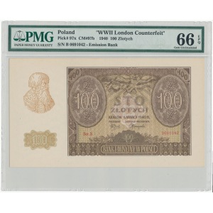 Falsyfikat ZWZ 100 złotych 1940 - PMG 66 EPQ