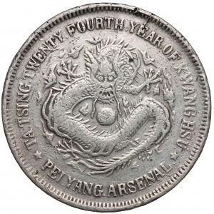 China, CHIHLI (Pei Yang Arsenal) 7 Mace 2 Candareens (Dollar) Year 24 (1898)
