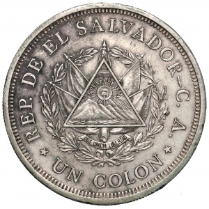 El Salvador, 1 colon 1925 - 400th Anniversary of San Salvador