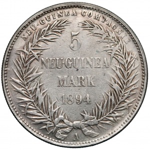 German New Guinea, Wilhelm II 5 mark 1894-A - rare