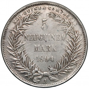 German New Guinea, Wilhelm II 5 mark 1894-A - rare