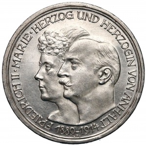 Niemcy, Anhalt, 3 marki 1914, 25. rocznica zaślubin