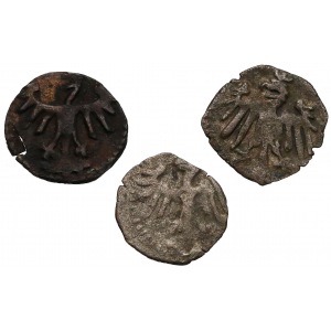 Władysław of Varna, Casimir IV Jagiellon, Crown Denars (3pcs)