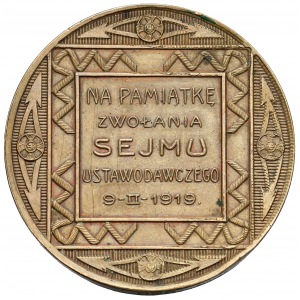 1919r. Medal Na pamiątkę zwołania Sejmu Ustawodawczego (Knedler, numerowany 335) - rzadki