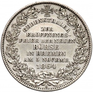 Niemcy, Bremen, Talar medalowy 1864-B - otwarcie budynku giełdy