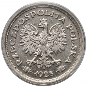 PRÓBA 1 złoty 1928 - bez napisu PRÓBA, wieniec z liści dębowych (nakład 35 sztuk)