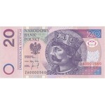 20 zł 1994 - ZA 0000560 - seria zastępcza, bardzo niski numer