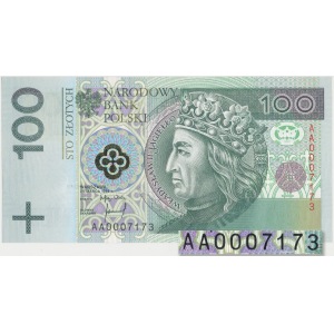 100 złotych 1994 - AA 0007173