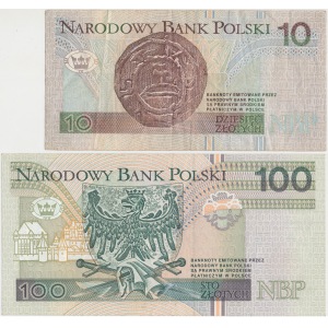 Zestaw 10 i 100 złotych 1994 - AB