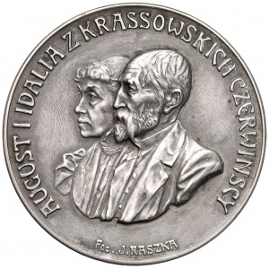 1907r. Medal SREBRO Augustowi i Idalii Czerwińskim w 25. rocznicę ślubu (Raszka) - rzadki