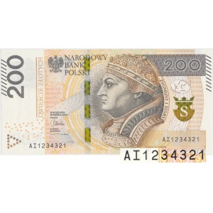 200 zł 2015 AI - 1234321 - numer radarowy