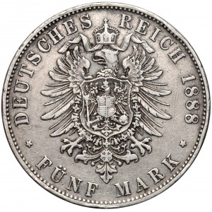 Niemcy, Bayern, 5 marek 1888-D - mały orzeł