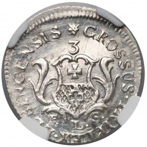 August III Sas, Trojak Elbląg 1763 FLS - czyste srebro