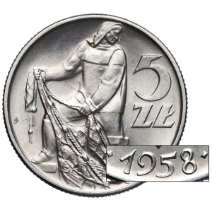 Rybak 5 złotych 1958 - wąska 8