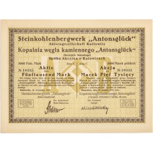 Kopalnia Węgla SZCZĘŚCIE ANTONIEGO, Serja C, 5.000 mkp 1923
